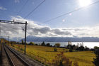 Eine Bahnreise durchs Weltkulturerbe Lavaux am Genfersee beginnt in Lausanne und endet in Vevey. Die Fahrt dauert 15 Minuten und offenbart eine spektakuläre Panoramasicht über die Weinregion mit ihren Rebhängen entlang des Genfersees. A train trip through the World Heritage Lavaux at Lake Geneva offers spectacular views to the moutains and the wineyards along the Lake