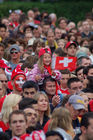 Fussballfans in der Public viewing arena in Zürich beim EM08-Eröffnungsspiel. football-fans in the public viewing zone of Zürich watching the Inauguration-game