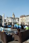 Im Rathaus-Café in der Euro 2008 Fanzone am Limmatquai kann man gemütlich verweilen