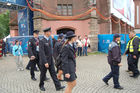 Tschechische Polizisten (Verbindungsoffiziere) treffen bei der Euro 2008 Eröffnungsfeier in BAsel ein. Tschechoslovakian Police officer delegation arrives in Basel for the  Euro 2008 opening ceremony