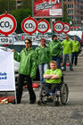 Der Verkehrsclub Deutschland rief zur Aktion für mehr Klimaschutz im Verkehr auf. Als Aktionsort wurde ein Parkplatz des Mühlendamms ausgewählt. (C)Fotodienst/Jan-Paul Kupser