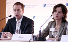 Prof. Dr. Michael Hüther (Direktor des Instituts der deutschen Wirtschaft Köln); Dr. Karen Horn (Leiterin des Hauptstadtbüros, Institut der deutschen Wirtschaft Köln). (C)Fotodienst/Markus Mirschel