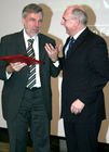 Prof. Dr. Martin Carrier (Philosophie, Universität Bielefeld); Prof. Dr.-Ing. Matthias Kleiner (Präsident der Deutschen Forschungsgemeinschaft). (C)Fotodienst/Markus Mirschel