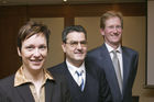 Jahrespressekonferenz der Handelskammer Deutschland-Schweiz 2006. Bild: Dr. Marion Viol, Leiterin Rechts- und Steuerabteilung; Ralf J. Bopp, Direktor; Daniel Heuer, Leiter Exportmarketing; Handelskammer Deutschland-Schweiz