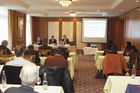 Jahrespressekonferenz der Handelskammer Deutschland-Schweiz 2006. Bild: Medienkonferenz im Hotel Savoy Baur en Ville; Dr. Marion Viol, Leiterin Rechts- und Steuerabteilung; Ralf J. Bopp, Direktor; Daniel Heuer, Leiter Exportmarketing; Handelskammer Deutschland-Schweiz