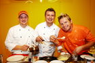 Reed Messe: ALLES FÜR DEN GAST
Masterfoods: Haubenköchen kochen auf
Thomas Göls - Meinl am Graben, Wien + Newcomer 2005; Christof Widakovich - Eckstein, Graz, Herbert Schmidhofer Aenea, Wörthersee
Foto: www.siebinger.com