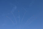 Die Patrouille Suisse Formation über Sedrun beim Gotthard-Durchbruch. Swiss Air Force Patrouille Suisse in the air above Sedrun at the Gotthard break through celebration.