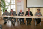 Reinhard Goebl (bm vit), Hermann Zeisel (German Aerospace Center), Johann Affenzeller (AVL), Hermann Kopetz (TU Wien), Laila Gide (Thales)