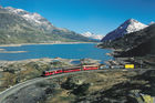 Von Chur über den Bernina-Pass nach Tirano in Italien mit dem Bernina-Express. From Chur over the Bernina-Pass to Torano in Italy with the Bernina-Express-Train