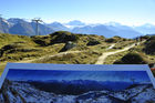 Bergpanorama-Tafel auf der Moosfluh und Riederalp. Swiss mountain panoramic panel on Moosfluh/Riederalp