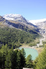 Grandiose Bergkulisse im Bernina-Massiv von der Alp Grüm aus gesehen. Panoramic view from Alp Grüm on Bernina-Hospitz to the Swiss Alps