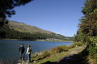 Die fünf Gletscherseen im Oberengadin sind bei den Touristen beliebt. Trekking around the glacier lakes in the upper Engadina