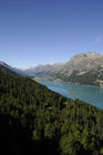 Malerische und majestätische Oberengadiner Gebirgslandschaft. Magnificant anf magic mountain region Oberengadin in the Swiss alps. Der Klimawandel lässt den Permafrost und die Gletscher schmelzen. 
