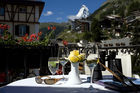 Grandioser Ausblick auf das Matterhorn vom Mont Cervin Palace. 