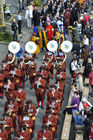 Zürcher Sechseläuten-Umzug: Das Defilee der Zunftleute am Fest der Zürcher Zünfte.