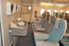 A-380 Economy-Klasse Kinderliege von Singapore Airlines. A-380 Economy-Class-childrenbed from Singapore Airlines. 