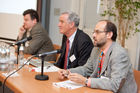 (C)fotodienst/Anna Rauchenberger - Wien, am 18.03.2010 - Heute fand im Hotel Strudlhof eine internationale Konferenz der eutema Technology Management GmbH zum Thema Strategies for Embedded Computing Research statt. FOTO v.l.: Tom Henzinger, ISTA, Austria, Hermann Kopetz, Vienna University of Technology, Edward A. Lee, University of California, Berkeley