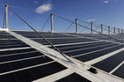 Solarenergieanlage auf einem Bauernhausdach. Solrenergy-panel on the roof of a indurstrial building