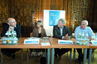 (c) fotodienst / Michael Gruber - Wien, Management und Beratung in Krisenzeiten - Pressegespräch anlässlich der 4th International Conference on Management Consulting. Foto: v.l.: Marc Bonnet, (MCD Division), Susan Adams (Bentley University), Ralph Grossmann (iff-Universität Klagenfurt), Antony F. Buono (Bentley University)