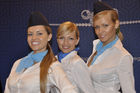 Augenweide an der EBACE, Europa's grösster Private Aviation Ausstellung in Genf auf dem Flughafen Cointreau: Die russischen und ukrainischen Hostessen. Eyecatcher at EBACE: The russian and Ukraine-hostesses at Europe's biggest private aviation exhibition