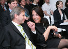 (C)fotodienst/Anna Rauchenberger -  Wien, am 07.05.2009 - Abendveranstaltung Microsoft Innovation Day. FOTO:  BM Johannes Hahn, Bundesministerium für Wissenschaft und Forschung,  Petra Jenner, GF Microsoft beim Microsoft Innovation Day