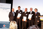 c)fotodienst/Andrea Ganshorn - Frankfurt am Main, 05.05.2009 - Preisverleihung für 'Deutschlands beste Wirtschaftsredaktionen' und 'Deutschlands beste Unternehmenssprecher' durch das Branchenmagazin 'Wirtschaftsjournalist', FOTO: v.l.n.r. Reinhard Fröhlich (Geschäftsinhaber DELTA Communications), Dr. Henrik Müller(manager-magazin), Hauke Reimer (WirtschaftsWoche), Thomas Tuma (DER SPIEGEL), Markus Wiegand (Chefredakteur 'Wirtschaftsjournalist')