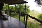 Veranda of the Wilderness Camp Duma Tau at Linyanti-Fluss und Savuti Channels, in the Okavago-Delta, Ausblick von der Veranda auf die Wildnis und die Linyanti-Sümpfe