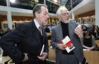 Berlin,den 10.10.2008_Willy-Brandt-Haus
Foto: Erhard Eppler (rechts) und Franz Muentefering (beide SPD), anlaesslich der Buchvorstellung 