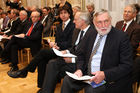 (C) fotodienst/Anna Rauchenberger - Wien, 11.12.2008 - Verleihung der Hans-Kudlich Preise 2008 im Lebensministerium. FOTO v.r.: Franz Fischler (Präsident des Ökosozialen Forums), Alois Heißengruber (Professor für Wirtschaftslehre des Landbaues, Technische Universität München-Weihenstephan)