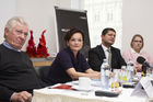 (C) fotodienst/Gudrun Krieger - Wien 03.12.2008 - Pressekonferenz - PAP Ratgeber-Paket - 60.000 Frauen jährlich mit unklarem Krebsabstrich konfrontiert: li nach re:  Univ -Prof. Dr. Sepp Leodolter (Klinische Abt. f. allg. Gynäkologie und gynäkologische Onkologie an der mediz. Univ. Wien), Katharina Stemberger (Vorsitzende und Initiatorin der Österreichischen Initiative gegen Gebärmutterhalskrebs), Dr. Michael Elnekheli (Facharzt für Frauenheilkunde und Geburtshilfe in Wien, Präsident d. Berufsverbandes Österreichischer GynäkologInnen (BÖG)), Patricia Mader (Betroffene)