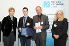  (c) fotodienst/Anna Rauchenberger - Wien, am 18.02.2013 – Future Network Cert  Ehrung der Top 20 Requirements Engineers und Top 20 Software-Architekten. FOTO: Ehrung der Top 5 Studenten aus 2012. v.l.:  Sabine Fleischmann, Software Group Direktor, IBM Österreich, Andreas Legarth, FH Technikum, Wien, Peter Hruschka, Atlantic Systems Guild, Sonja Haberl, Geschäftsführerin Future Network Cert: