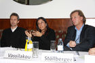 Pressekonferenz zu ;Wien, Weltstadt des Passivhauses;, 10.11.2011 im Kaffee Landtmann. mit DI Johannes KISLINGER (Obmann der IG Passivhaus Ost), Vizebürgermeisterin Mag.a Maria VASSILAKOU (Stadträtin für Stadtentwicklung, .   Verkehr, Klimaschutz, Energieplanung und BürgerInnenbeteiligung), Mag. Günther JEDLICZKA (Geschäftsführer der OeAD Wohnraumverwaltungs GmbH), DI Günther STÖLLBERGER (techn. Geschäftsführer der ARWAG Bauträger GmbH), DI Michael PECH (Vorstandsdirektor Österreichisches Siedlungswerk Gemeinnützige Wohnungsaktiengesellschaft ÖSW) (c) Julia Fuchs.