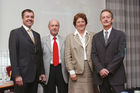 Bilanzmedienkonferenz SV Group. Bild: Philippe Echenard, CEO SV Schweiz; Ulrich Liechti, CFO SV Group; Susy Brueschweiler, CEO SV Group; Ernst A. Brugger, Praesident des Verwaltungsrats