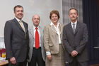 Bilanzmedienkonferenz SV Group. Bild: Philippe Echenard, CEO SV Schweiz; Ulrich Liechti, CFO SV Group; Susy Brueschweiler, CEO SV Group; Ernst A. Brugger, Praesident des Verwaltungsrats