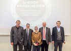 Journalistenseminar: U-Boot-Krankheiten. Über Krankheiten, die nicht wahrgenommen werden (wollen). Im Bild vlnr.: Prim. Doz. Dr. Burkhard Leeb, 2. Medizinische Abteilung Landesklinikum Weinviertel Stockerau, NÖ Kompetenzzentrum für Rheumatologie, Karl Landsteiner Institut für Klinische Rheumatologie; Univ. Prof. Dr. Hans Peter Brezinschek, Klinische Abteilung für Rheumatologie, Med Uni Graz;  Karin Formanek, Psoriasis Arthritis Patientin; Prim. Univ.-Prof. Dr. Klemens Rappersberger, Abteilung für Dermatologie und Venerologie, Krankenanstalt Rudolfstiftung; OA Priv. Doz. Dr. Niklas Zojer, 1. Medizinische Abteilung, Zentrum für Onkologie und Hämatologie, Wilhelminenspital;
