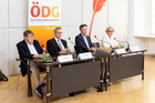  (c) fotodienst / Anna Rauchenberger - Wien, am 17.06.2025 - Österreichische Diabetes Gesellschaft (ÖDG) - Prävention und Früherkennung von Diabetes mellitus Wie steht es um Österreich? - Pressegespräch im Presseclub Concordia. FOTO v.l.: Prim. Univ.-Prof. MR Dr. Peter Fasching, MBA, Präsident der ÖDG, Wien, Univ.-Prof. Dr. Harald Sourij, MBA, Stellvertretender Vorsitzender der ÖDG, Graz, Prim. Univ.-Prof. Dr. Martin Clodi, Past President der ÖDG, Linz, Priv.-Doz. Dr. Gersina Rega-Kaun, Erste Sekretärin der ÖDG, Wien: