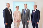  fotodienst / Anna Rauchenberger - Wien, Austria - 23.09.2026 - Vorsorge braucht ein Update - ÖDG, ÖKG, ÖGN und ÖGIM präsentieren einen wissenschaftlichen Fahrplan für eine moderne Vorsorgeuntersuchung in Österreich. FOTO v.l. Univ.-Prof. PD Dr. Harald Sourij, MBA, Präsident der ÖDG, Graz, Univ.-Prof.in Dr.in Kathrin Eller, Vorsitzende der ÖGN, Graz, Univ.-Prof. Daniel Scherr, Präsident der ÖKG, Graz, Univ.-Prof. Dr. Alexander Rosenkranz, Präsindet der ÖGIM, Wien: