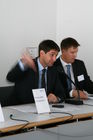 Systaic AG Pressekonferenz: Hans-Jörg Hölzenbein (COO), Achim Zolke (Head of PR) präsentieren das preisgekrönte Energiedach auf der Intersolar 2008 der Öffentlichkeit. (C)Fotodienst/Thomas Stolz