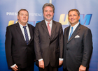 UBM erzielt mehr Leistung und höheren Gewinn. Pressekonferenz am 6. November 2014. Im Bild vlnr.: CFO Heribert Smolé,  CEO Karl Bier und Aufsichtsratsvorsitzender Karl-Heinz Strauss