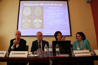 (c) fotodienst/Sarah- Maria Kölbl - Wien, am 06.06.2013, im Bild v.l.n.r.:  Dr. Ulf Baumhackl, Präsident der Österreichischen Multible Slerose Gesellschaft, Wien,  Univ.-Prof.Dr. Hans Lassmann, Leiter der Abt. für Neuroimmunologie, Zentrum für Hirnforschung, MedUni Wien, Dr. Barbara Bajer- Kornek, Universitätsklinik für Neurologie, MedUni/ AKH Wien, Mag. Ursula Hensel, Geschäftsführerin Multible Sklerose Gesellschaft, Wien