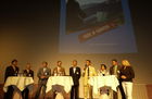 Kärnten-Delegation in Speyer auf dem Podium (v.l.n.r.) Manfred Geiger (BKS Bank), Stefan Schimeon und Georg Schiller von der Tubex AG, KPMG-Wirtschaftstreuhänder Josef Weinländer, Friedrich Schmiedl von der Austrian Business Agency (ABA), Moderatorin, Entwicklungsagentur-Geschäftsführerin Sabrina Schütz.