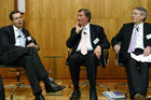 Wirtschaftliche und politische Herausforderungen für Deutschland, Großbritannien und Europa. FOTO: Markus Beumer, Mitglied des Vorstandes Commerzbank AG; Lord Hugh Dykes, Liberal Democrat Spokesman for Europe in the House of Lords; David Marsh CBE, Chairman, London & Oxford Capital Markets plc. (C)Fotodienst/Klaus Henning