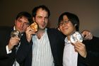 Berlinale 2007, Verleihung Kurzfilmpreis im Kino International,v.l.n.r.: Silbener Bär an: DECHROCHE (HEB AB) von Manuel Schapira; Goldener Bär: RAAK(TREFFER) von Hanro Smithman;Silbener Bär: MEI von Arvin Chen
