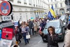 Euromaidan: Ukrainer in Wien zeigen sich solidarisch mit den Demonstranten in Kiew