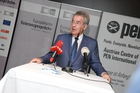 Europäische Toleranzgespräche 2015: Empfang für die Denker und Philosophen am 21. Mai 2015 im Hotel Holiday Inn in Villach mit Bundespräsident Heinz Fischer, Landeshauptmann Peter Kaiser, Landtagspräsident Reinhart Rohr, Denk.Raum.Fresach-Präsident Hannes Swoboda, Superintendent Manfred Sauer, PEN Austria Präsident Helmuth A. Niederle u.a. 