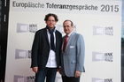 Europäische Toleranzgespräche 2015: Empfang für die Denker und Philosophen am 21. Mai 2015 im Hotel Holiday Inn in Villach. Im Bild: Architekt Roland Gruber und DRF-Schatzmeister Albrecht Seyfried.
