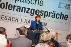 Freitag nachmittag (22.5.2015) wurden die Europäischen Toleranzgespräche in zwei Panels fortgesetzt, die den Auswirkungen von außereuropäischen Konflikten, Kriegen und Klimawandel auf Europa gewidmet waren. Im Bild: Danica Purg von der Bled School of Management erläutert kreative Managementmethoden für Politik und Gesellschaft.