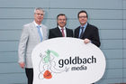 Bilanzmedienkonferenz Goldbach Media AG. Bild: Klaus Kappeler, Chief Executive Officer (CEO) der Goldbach Media AG; Peter A.C. Blum, Praesident des Verwaltungsrates der Goldbach Media AG; Mario Hrastnig, Chief Financial Officer (CFO) der Goldbach Media AG