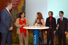 (C)fotodienst/Mag. Daniel Katzinger - Baden 09.05.2007
2007 wird der ECDL 10 Jahre „alt“. 
Foto v.l.: Florian Kragulj, Sandra Koppanyi, Nika Tribe (Moderatorin), Claudia Schwinghammer, Christop Alge  