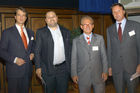 uptime Systemlösungen veranstaltet Health Care Info-Event im Technischen Museum Wien. Foto v.l.: Gregor Schönstein (Head of Consulting, Accedo), Dr. Dietmar Bayer (Präsident der ÄK Stmk.), Dr. Georg Zanger (CEO von Zanger bewegt),  Mag. Nikolaus Kimla (CEO uptime Systemlösungen)                               